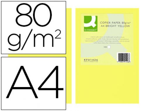 Papel de cor q-connect din a4 80 gr amarelo intenso embalagem de 500 folhas , Q-connect , 72061 , 5705831014268